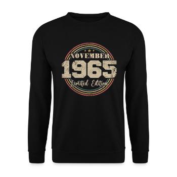 Cadeau D'anniversaire, Vintage Né En Novembre 1965 - Sweat-shirt Unisexe - noir - Devant - Alina (178cm) & Michal (187cm)