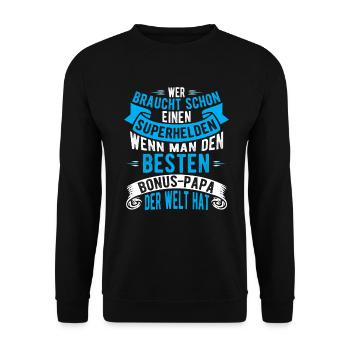 Bonus Papa - Unisex Pullover - Schwarz - Vorne - Alina (178cm) & Michal (187cm)