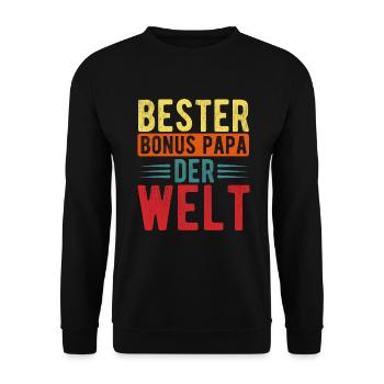 Bonus Papa - Unisex Pullover - Schwarz - Vorne - Alina (178cm) & Michal (187cm)
