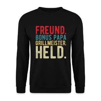 Bonus Papa - Unisex Pullover - Schwarz - Vorne - Alina (178cm) & Michal (187cm)