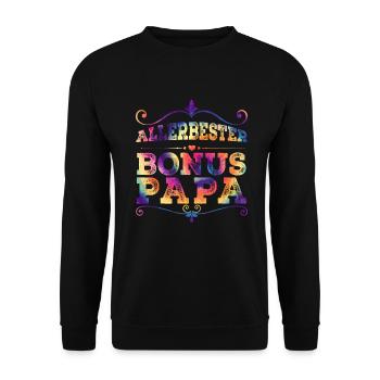 Bonus Papa - Unisex Pullover - Schwarz - Vorne - Alina (178cm) & Michal (187cm)