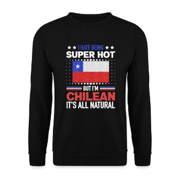 Super Hot Chilean All Natural Chilean Flag - Unisex Sweatshirt - black - Front - Alina (178cm) & Michal (187cm)
