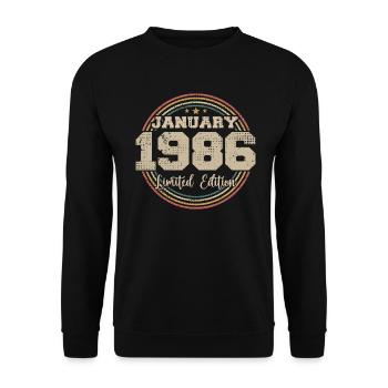 Les légendes sont nées en janvier 1986 - Sweat-shirt Unisexe - noir - Devant - Alina (178cm) & Michal (187cm)