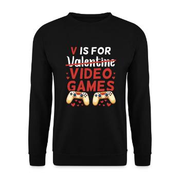 Video Games Valentine's Day Valentine Video Games - Unisex Sweatshirt - black - Front - Alina (178cm) & Michal (187cm)