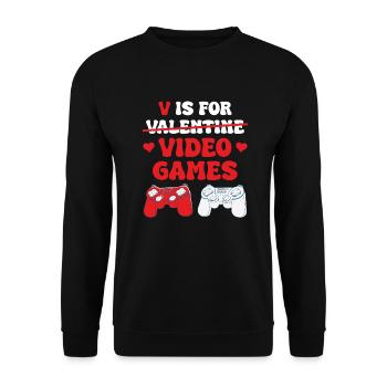 Valentine Video Games Herz Für Computer Spiele - Unisex Pullover - Schwarz - Vorne - Alina (178cm) & Michal (187cm)