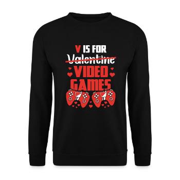 V Is For Valentine Video Games Zocker Beziehung - Unisex Pullover - Schwarz - Vorne - Alina (178cm) & Michal (187cm)