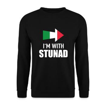 I'm With Stunad Italien Handzeichen Partneroutfit - Unisex Pullover - Schwarz - Vorne - Alina (178cm) & Michal (187cm)