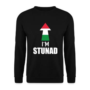 I'm Stunad Italisches Handzeichen Partneroutfit - Unisex Pullover - Schwarz - Vorne - Alina (178cm) & Michal (187cm)