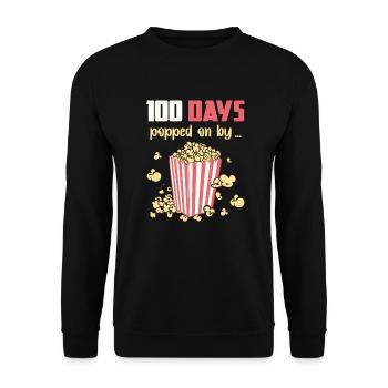 100 jours Popped Popcorn cadeau de fête de l’école - Sweat-shirt Unisexe - noir - Devant - Alina (178cm) & Michal (187cm)