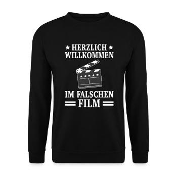 Herzlich Willkommen Im Flaschen Film Kinospruch - Unisex Pullover - Schwarz - Vorne - Alina (178cm) & Michal (187cm)