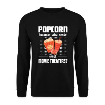 Popcorn Quiet Movie Theaters Movie Night Gift - Unisex Sweatshirt - black - Front - Alina (178cm) & Michal (187cm)
