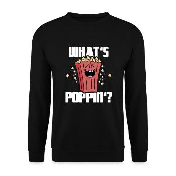 Qu’est-ce que Poppin, Soirée cinéma, Soirée cinéma, Popcorn - Sweat-shirt Unisexe - noir - Devant - Alina (178cm) & Michal (187cm)
