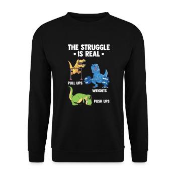 La lutte est un vrai dinosaure Gym Fitness Dinosaure - Sweat-shirt Unisexe - noir - Devant - Alina (178cm) & Michal (187cm)