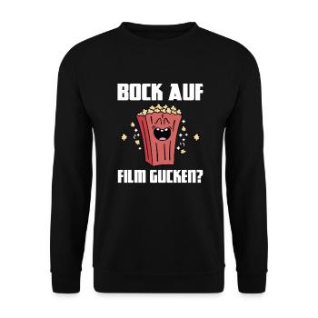 Bock Auf Film Gucken Popcorn Filmeabend Geschenk - Unisex Pullover - Schwarz - Vorne - Alina (178cm) & Michal (187cm)