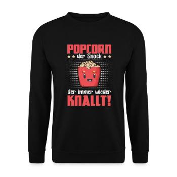 Popcorn Snack That Pops - Cadeau de soirée cinéma - Sweat-shirt Unisexe - noir - Devant - Alina (178cm) & Michal (187cm)