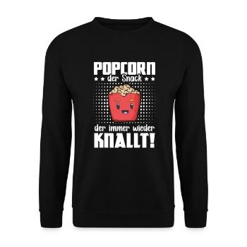 Popcorn Snack Knalt - Machine à pop-corn Soirée cinéma - Sweat-shirt Unisexe - noir - Devant - Alina (178cm) & Michal (187cm)