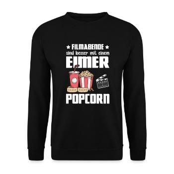 Funny Popcorn - Soirées cinéma Meilleur seau de pop-corn - Sweat-shirt Unisexe - noir - Devant - Alina (178cm) & Michal (187cm)
