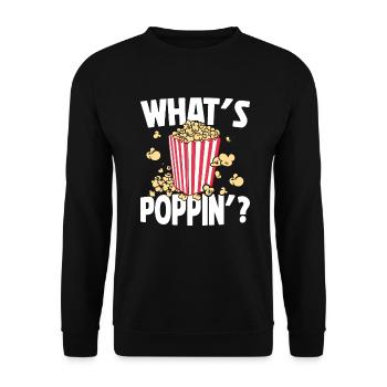 Qu’est-ce que Poppin, Soirée cinéma, Soirée cinéma, Popcorn - Sweat-shirt Unisexe - noir - Devant - Alina (178cm) & Michal (187cm)