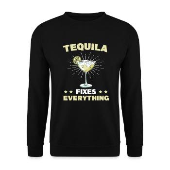 Tequila Fixes Everything Alkhol Cinco De Mayo - Unisex Sweatshirt - black - Front - Alina (178cm) & Michal (187cm)