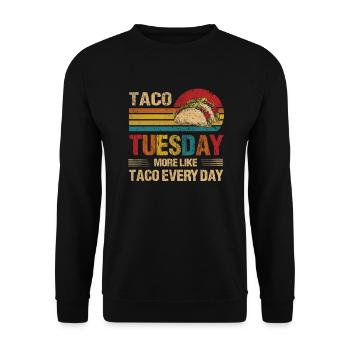 Taco Tuesday Taco Every Day Vintage Burrito - Unisex Pullover - Schwarz - Vorne - Alina (178cm) & Michal (187cm)