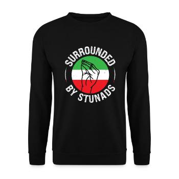 Signe de la main italienne entouré de stunas - Sweat-shirt Unisexe - noir - Devant - Alina (178cm) & Michal (187cm)