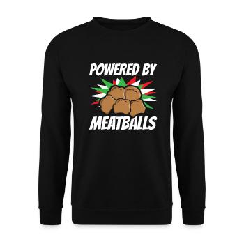 Powered By Meatballs Italian Cuisine Gift - Unisex Sweatshirt - black - Front - Alina (178cm) & Michal (187cm)