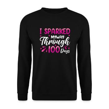 100 Days Of School Sparked My Way Through - Unisex Pullover - Schwarz - Vorne - Alina (178cm) & Michal (187cm)