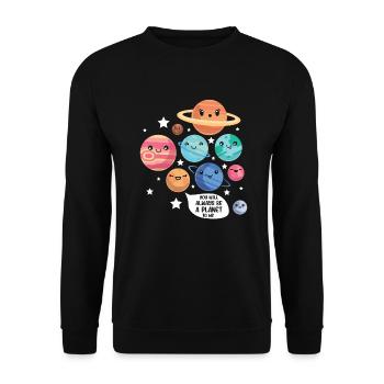Pluton Planète Blague Drôle Cosmonaute Galaxie Physicien - Sweat-shirt Unisexe - noir - Devant - Alina (178cm) & Michal (187cm)