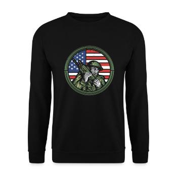 Ham Operator USA Flagge Moderator Radio Geschenk - Unisex Pullover - Schwarz - Vorne - Alina (178cm) & Michal (187cm)