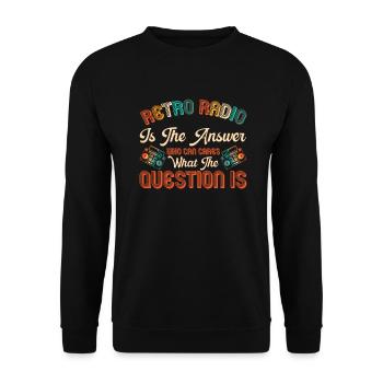 Retro Radio Moderator Vintage Radioshow Geschenk - Unisex Pullover - Schwarz - Vorne - Alina (178cm) & Michal (187cm)