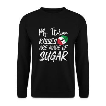Les baisers italiens sont faits de sucre Italienisch Kuss - Sweat-shirt Unisexe - noir - Devant - Alina (178cm) & Michal (187cm)