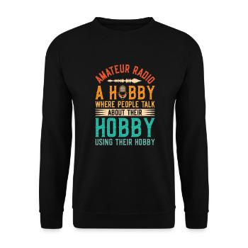 Retro Amateuer Radio Hobby Radioshow Sprecher - Unisex Pullover - Schwarz - Vorne - Alina (178cm) & Michal (187cm)