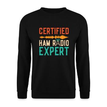 Présentateur de radio vintage certifié Expert en radio amateur - Sweat-shirt Unisexe - noir - Devant - Alina (178cm) & Michal (187cm)