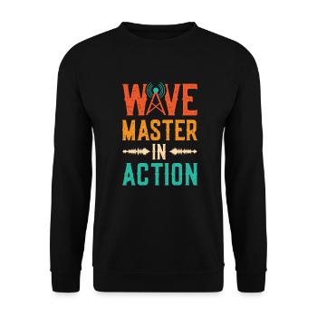 Wave Master In Action Spruch - Programmsprecher - Unisex Pullover - Schwarz - Vorne - Alina (178cm) & Michal (187cm)