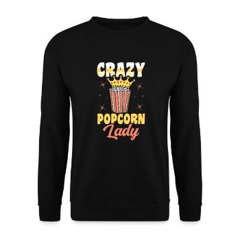 Crazy Popcorn Lady drôle Popped Corn cadeau - Sweat-shirt Unisexe - noir - Devant - Alina (178cm) & Michal (187cm)