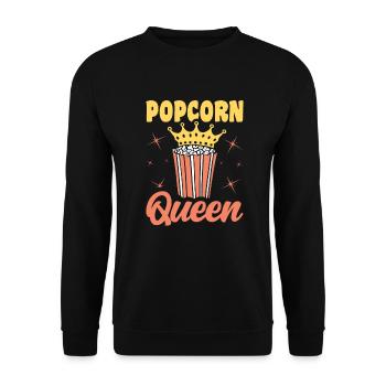 Popcorn Queen Lustiges Popped Corn Geschenk - Unisex Pullover - Schwarz - Vorne - Alina (178cm) & Michal (187cm)
