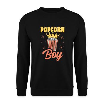 Popcorn Boy Lustiges Popped Corn Geschenk - Unisex Pullover - Schwarz - Vorne - Alina (178cm) & Michal (187cm)