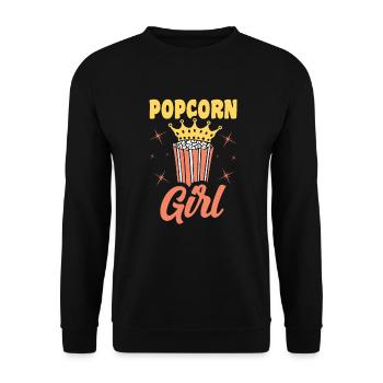 Popcorn Girl Lustiges Popped Corn Geschenk - Unisex Pullover - Schwarz - Vorne - Alina (178cm) & Michal (187cm)