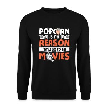 Popcorn Popcorn Raison Toujours Aller Au Cinéma Soirée Cinéma - Sweat-shirt Unisexe - noir - Devant - Alina (178cm) & Michal (187cm)