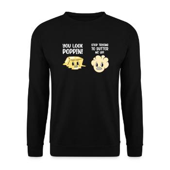 Popcorn Kawaii Graphic Poppin Butter Me Up - Unisex Sweatshirt - black - Front - Alina (178cm) & Michal (187cm)