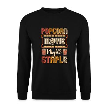 Retro Popcorn Filmabend Pop-corn Geschenk - Unisex Pullover - Schwarz - Vorne - Alina (178cm) & Michal (187cm)