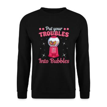 Troubles Into Bubbles Chewing Gum Nostalgia - Unisex Pullover - Schwarz - Vorne - Alina (178cm) & Michal (187cm)