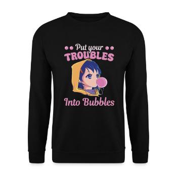 Candy Bubblegum Women Troubles Into Bubbles - Sweat-shirt Unisexe - noir - Devant - Alina (178cm) & Michal (187cm)