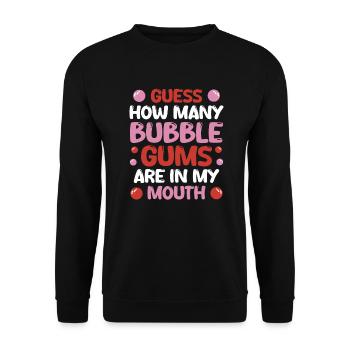 Guess How Many Bubble Gums Are In My Mouth - Unisex Pullover - Schwarz - Vorne - Alina (178cm) & Michal (187cm)