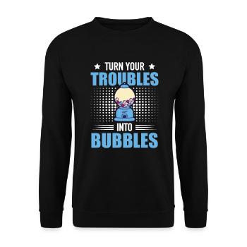 Turn Your Troubles Into Bubbles - Chewing Gum Snack - Unisex Sweatshirt - black - Front - Alina (178cm) & Michal (187cm)
