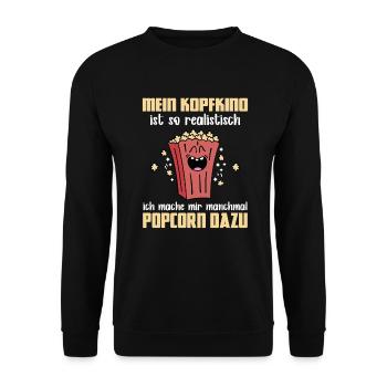 Süßes Popcorn - Kopfkino Popcorn Liebhaber - Unisex Pullover - Schwarz - Vorne - Alina (178cm) & Michal (187cm)