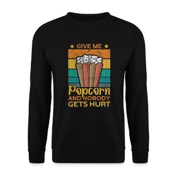 Popcorn Retro Cinema Outfit Poppin Movie Night - Unisex Sweatshirt - black - Front - Alina (178cm) & Michal (187cm)