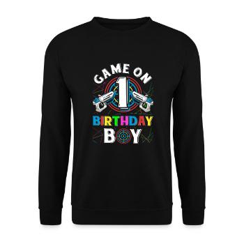 Lasertag Game On 1 Birthday Boy Indoor Laser Tag - Unisex Sweatshirt - black - Front - Alina (178cm) & Michal (187cm)