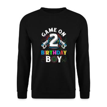 Lasertag Game On 2 Birthday Boy Indoor Laser Tag - Unisex Sweatshirt - black - Front - Alina (178cm) & Michal (187cm)