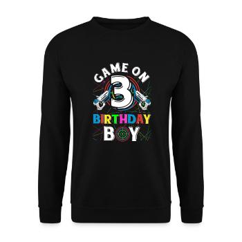 Lasertag Game On 3 Birthday Boy Indoor Laser Tag - Unisex Sweatshirt - black - Front - Alina (178cm) & Michal (187cm)